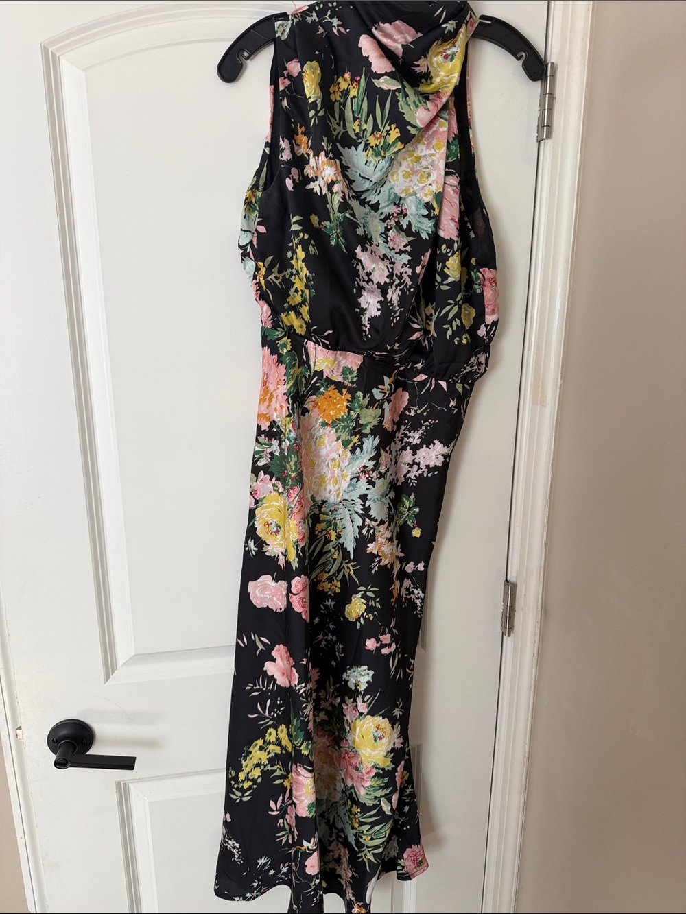 Petal & Pup Black Floral Halter Jumpsuit with Pink and Yellow Blooms